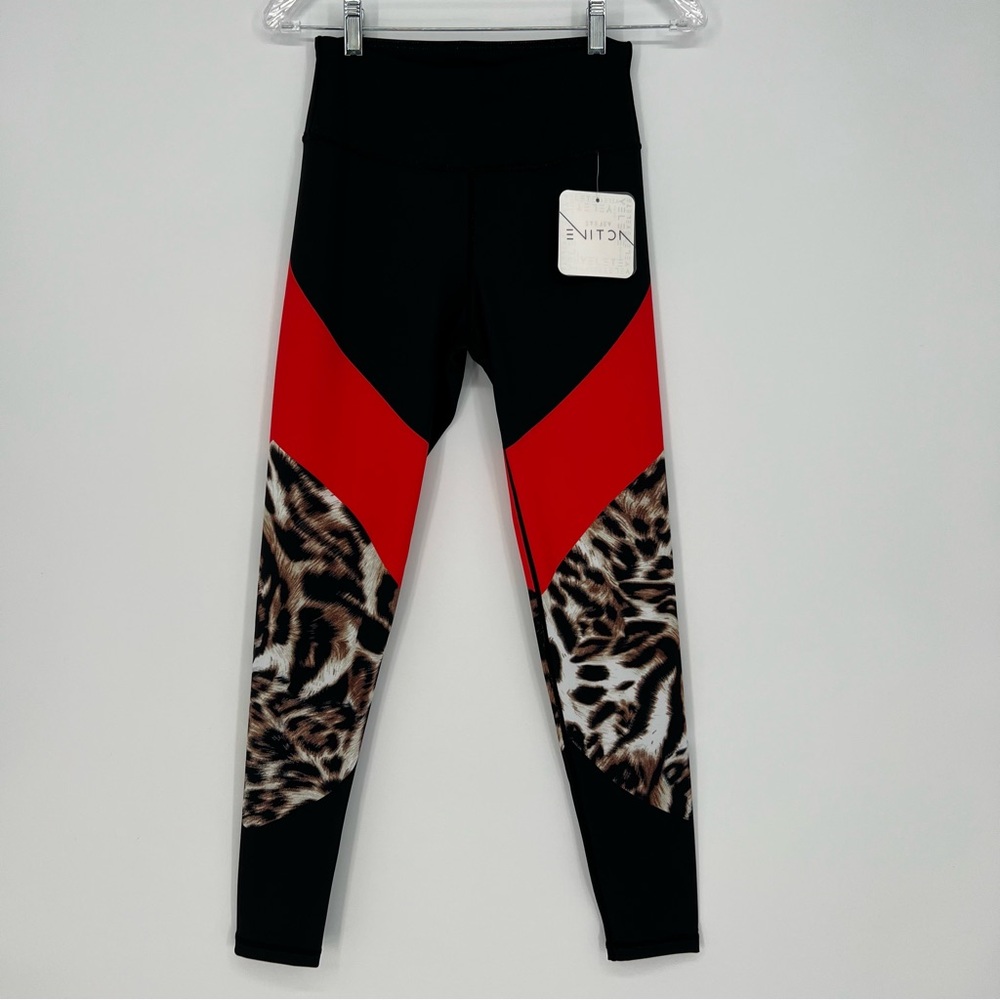 NEW Yelete Womens Active Leggings Workout Black/Red/Leopard Waist Pocket